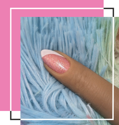 Nude glitter with french style wave